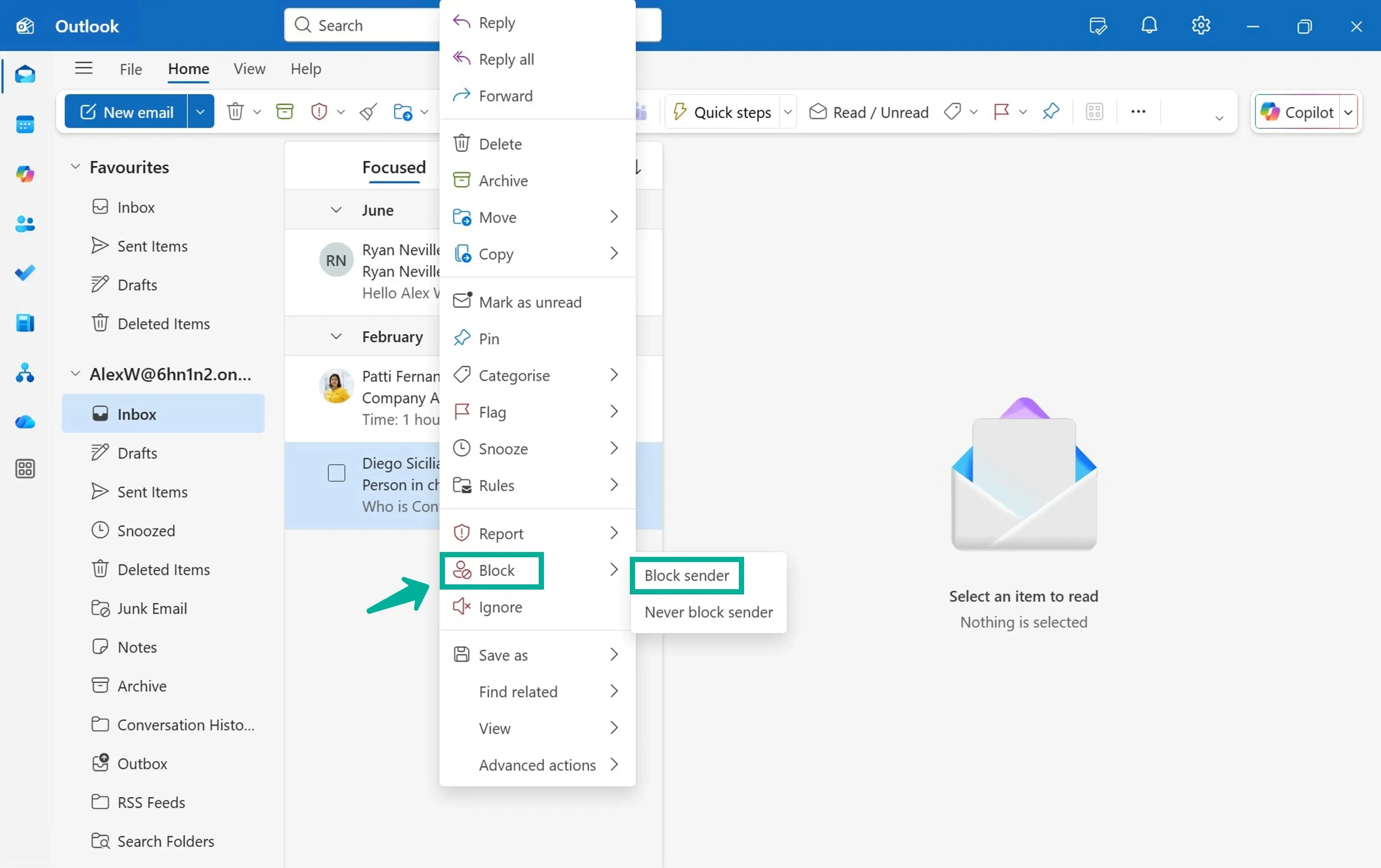 How to block emails on Outlook