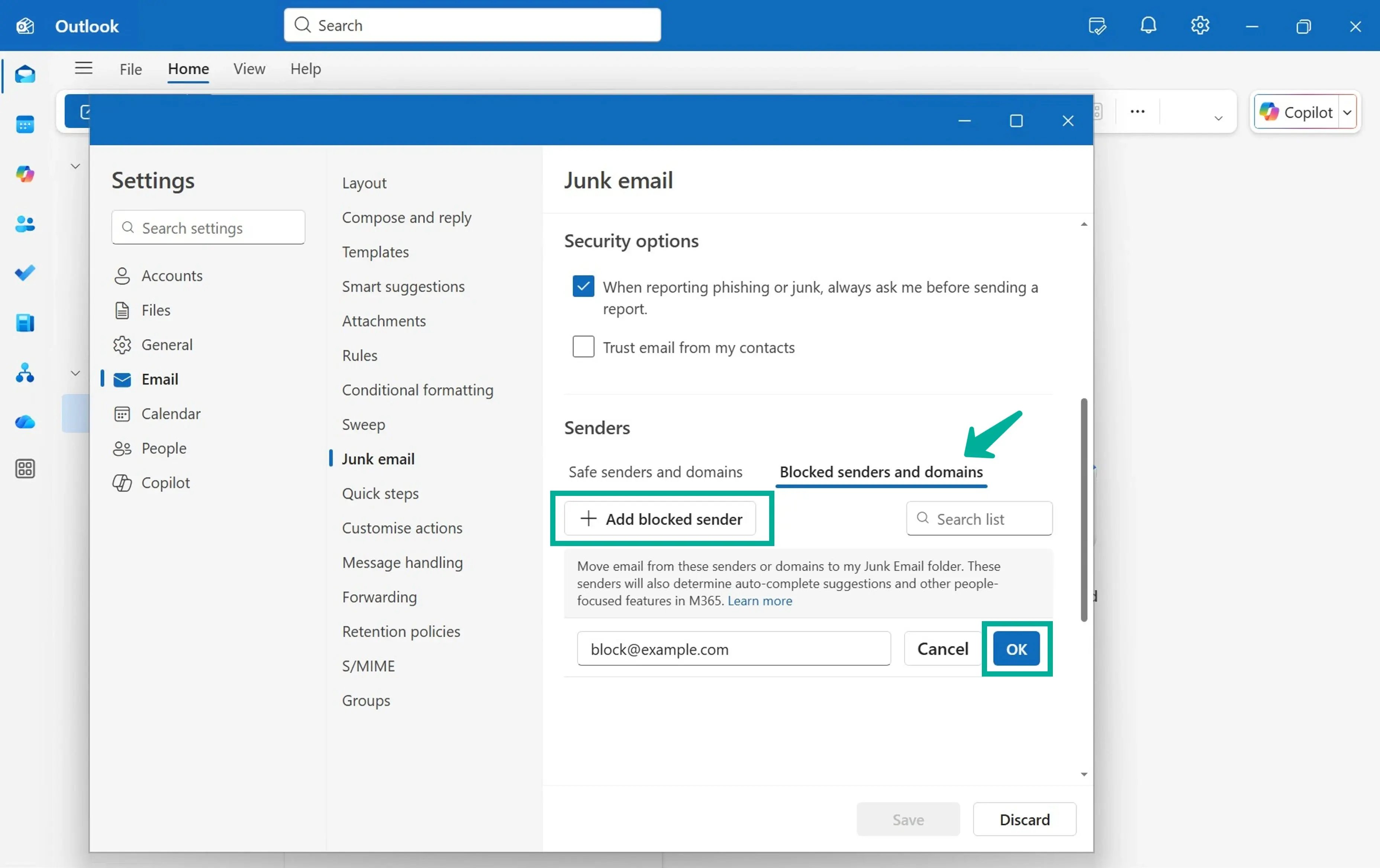 How to block emails on Outlook