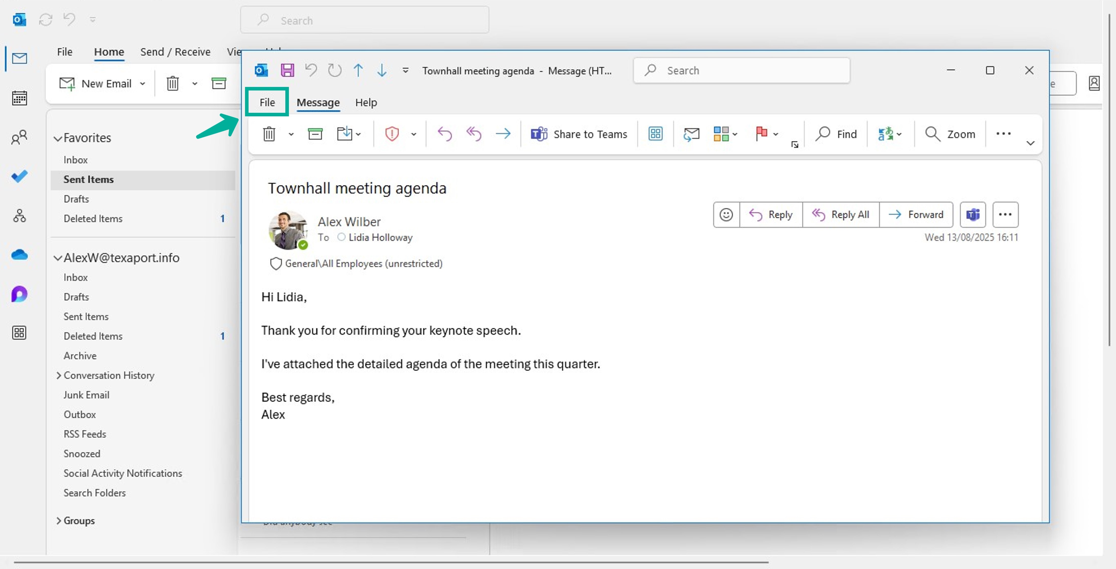 How to recall an email in Outlook classic 3
