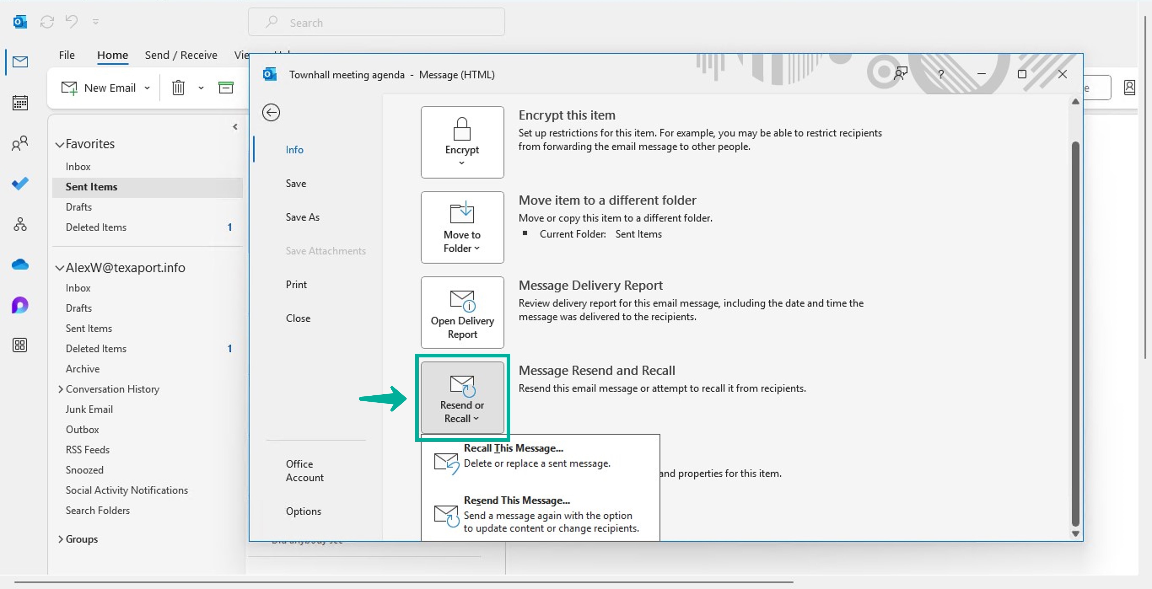 How to recall an email in Outlook classic 4