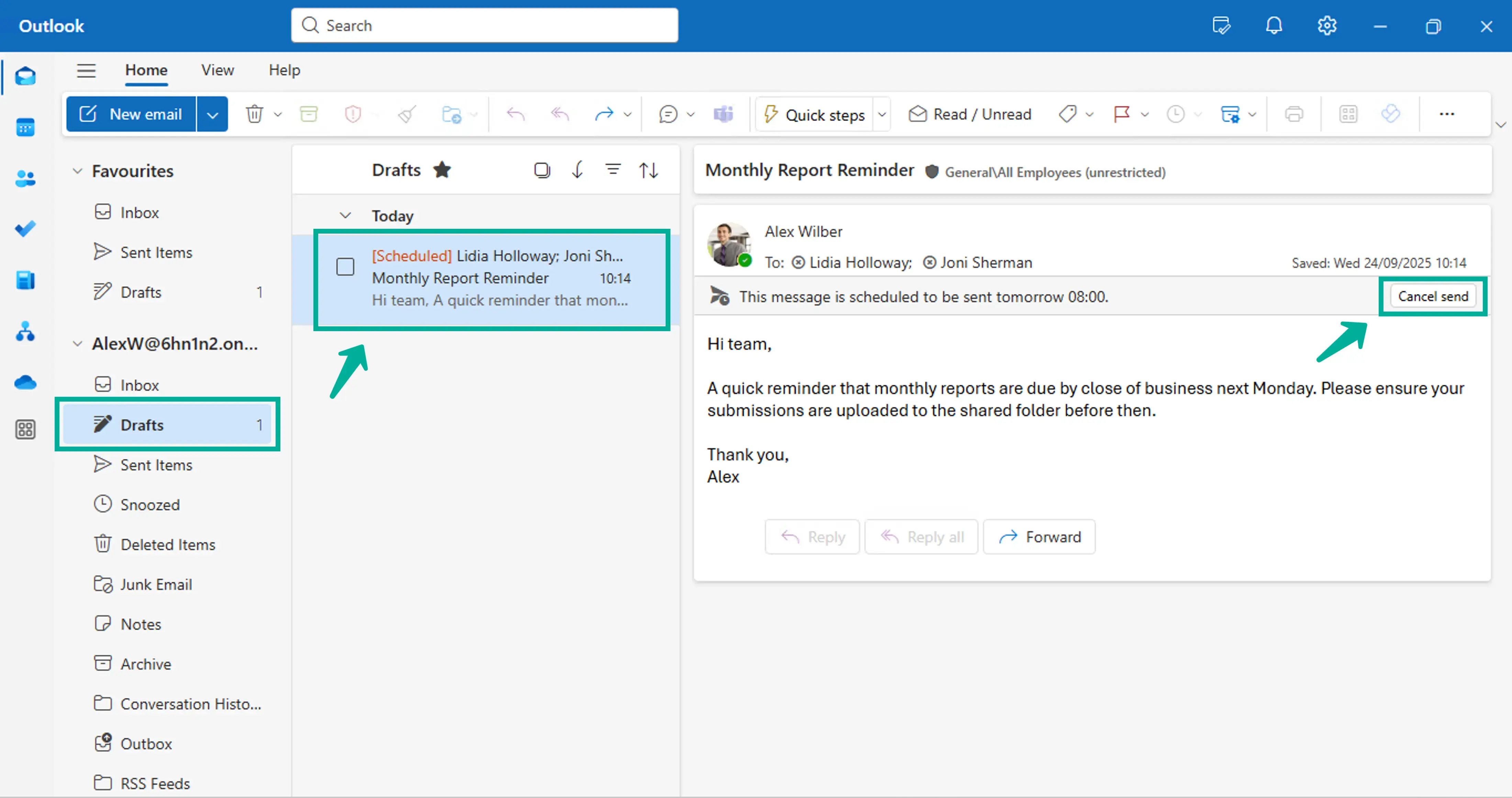 How to schedule an email in Outlook 3