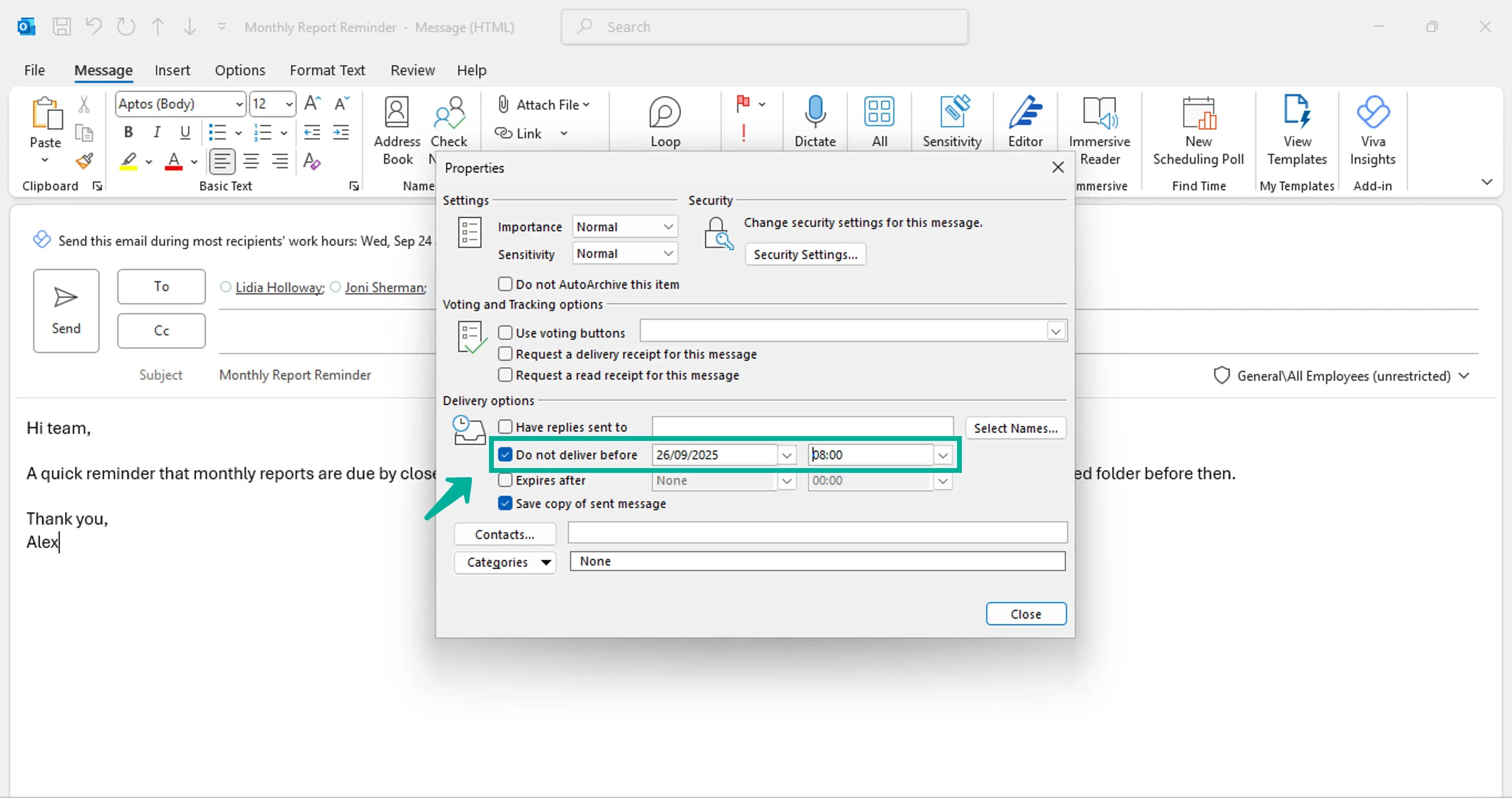 How to schedule an email in Outlook 5